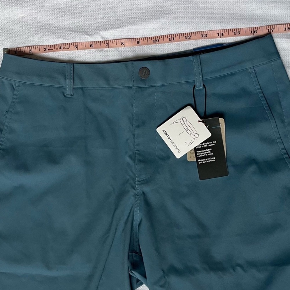 Puma Dealer Flat Front Performance Golf Shorts Mens 33 Blue 10 Inch Inseam NWT - Picture 15 of 16